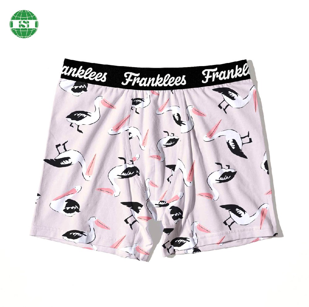 Birds print men's boxer briefs polyester spandex underwear