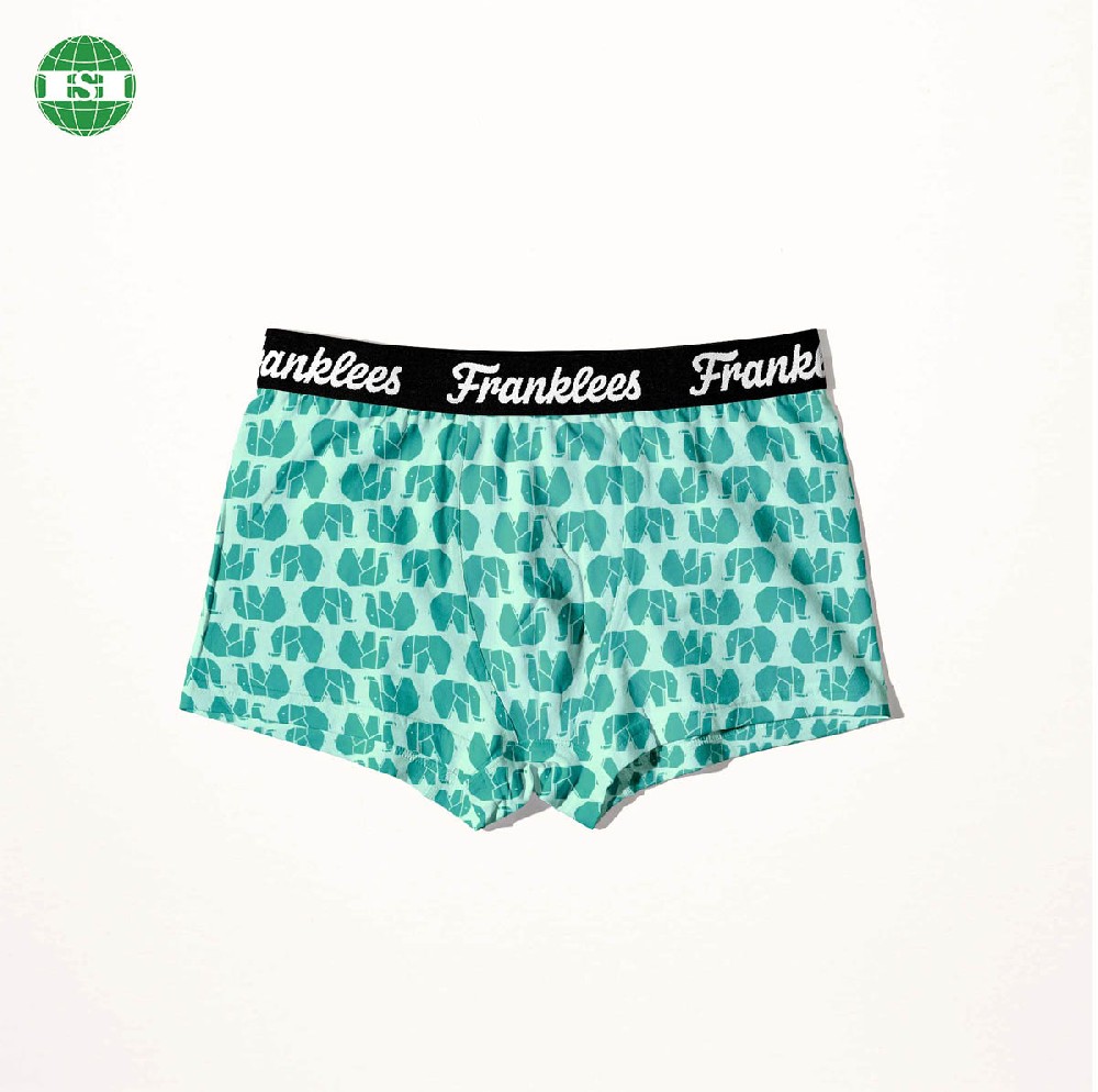 Elephant print underwear customised logo men's trunks