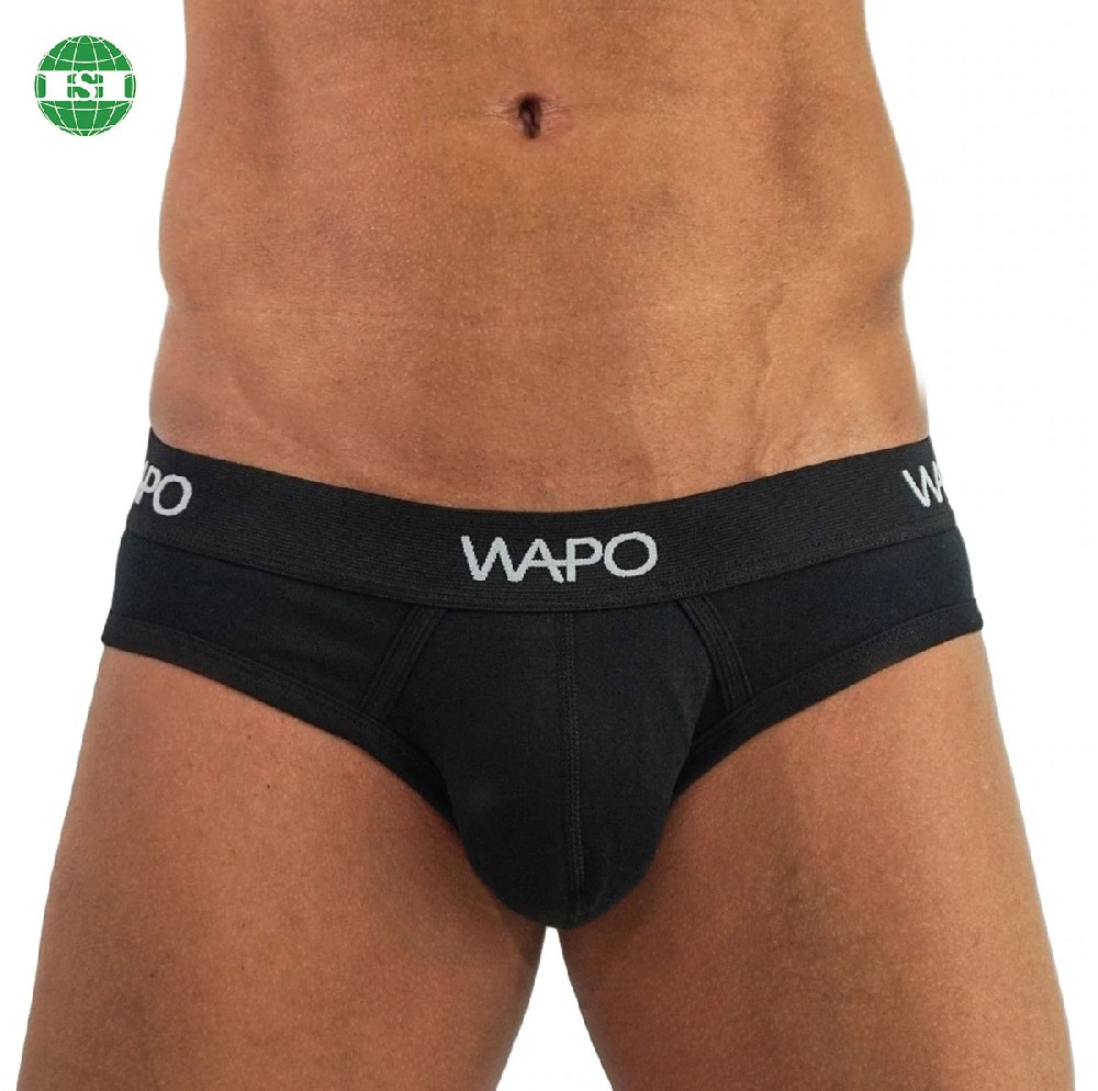 Black bamboo briefs customized logo men's underwear