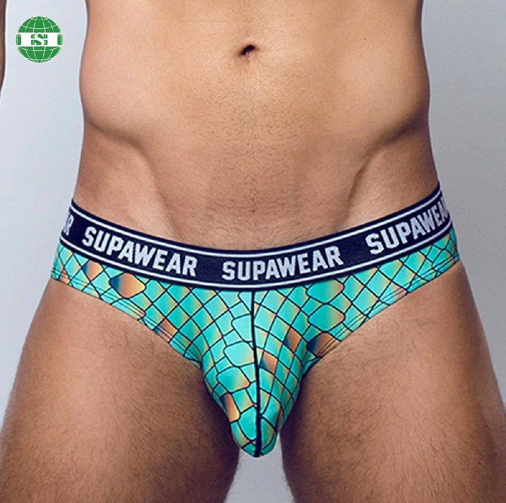 Gridding print men's briefs underwear polyester spandex customized with your own design