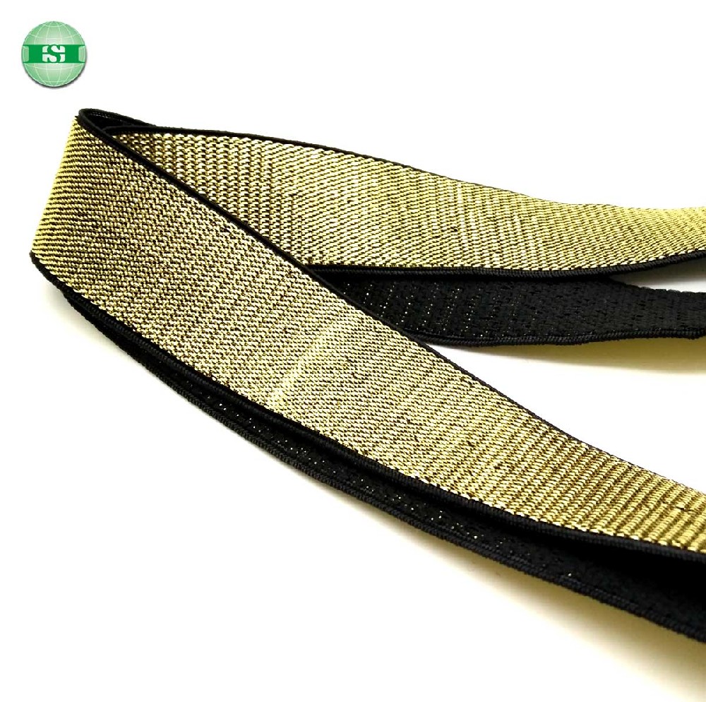 Gold metallic black background elastic band