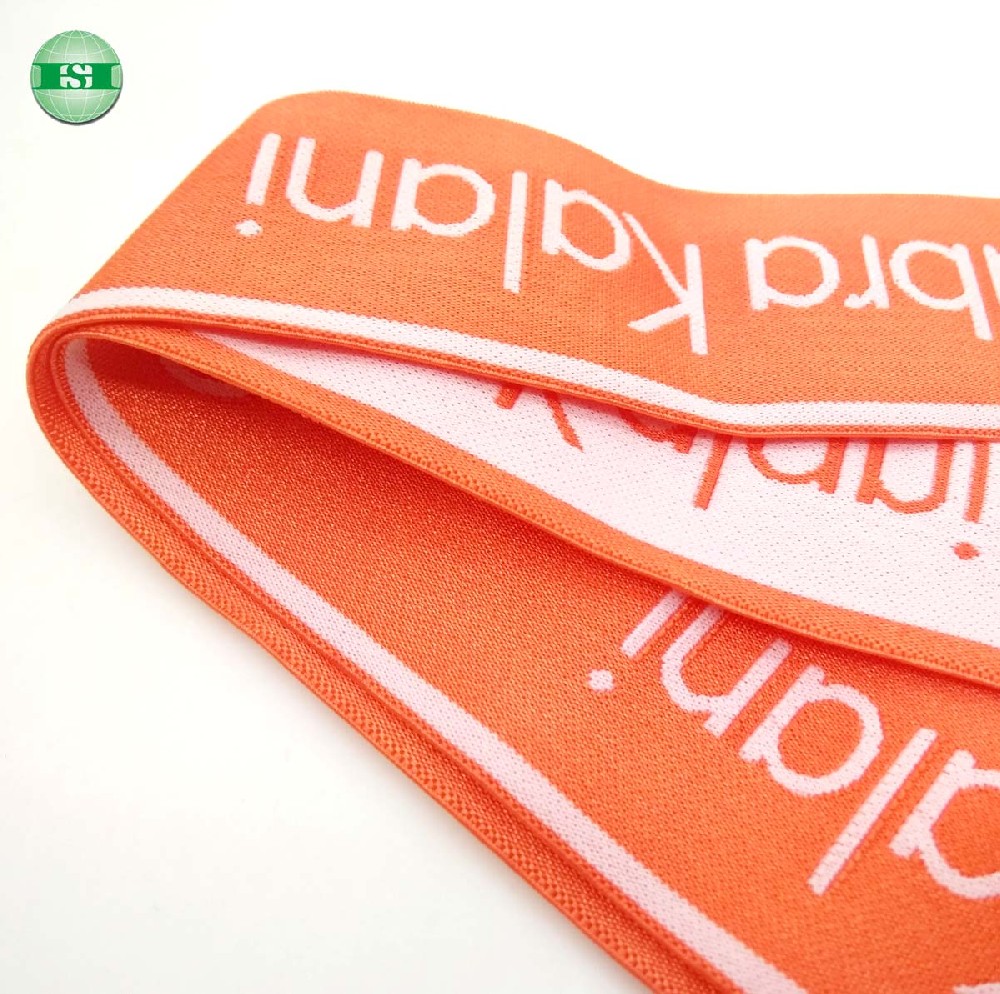 Woven logo shiny elastic ribbon for swimwear