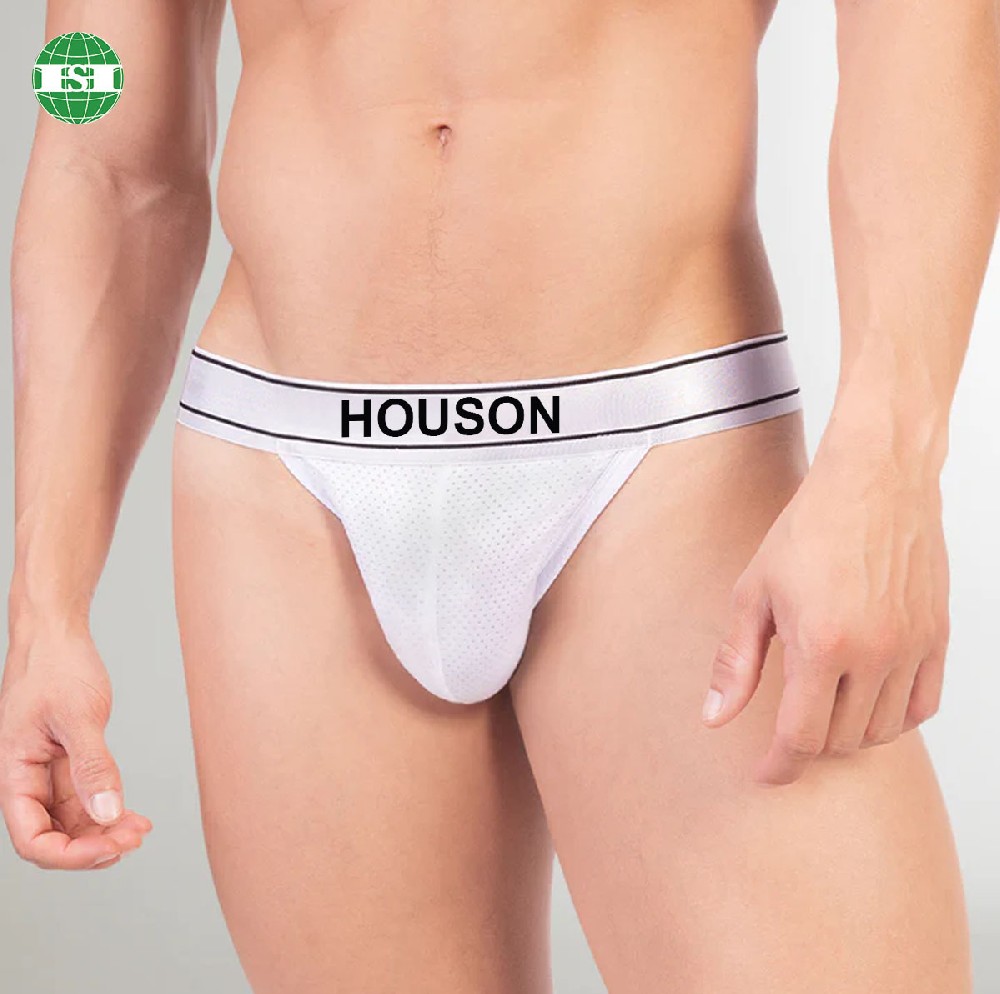 Custom logo Men's white cotton thongs