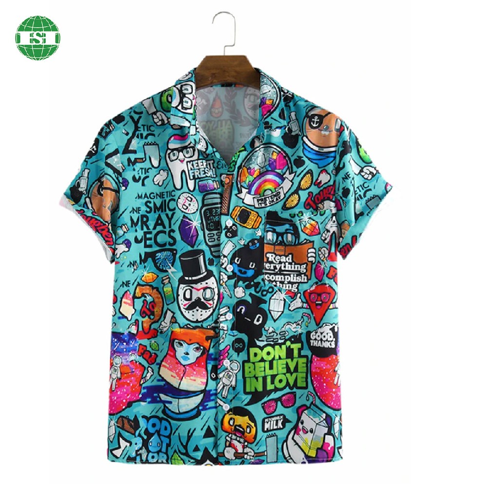 Graffiti print button up t-shirts unisex size customized design