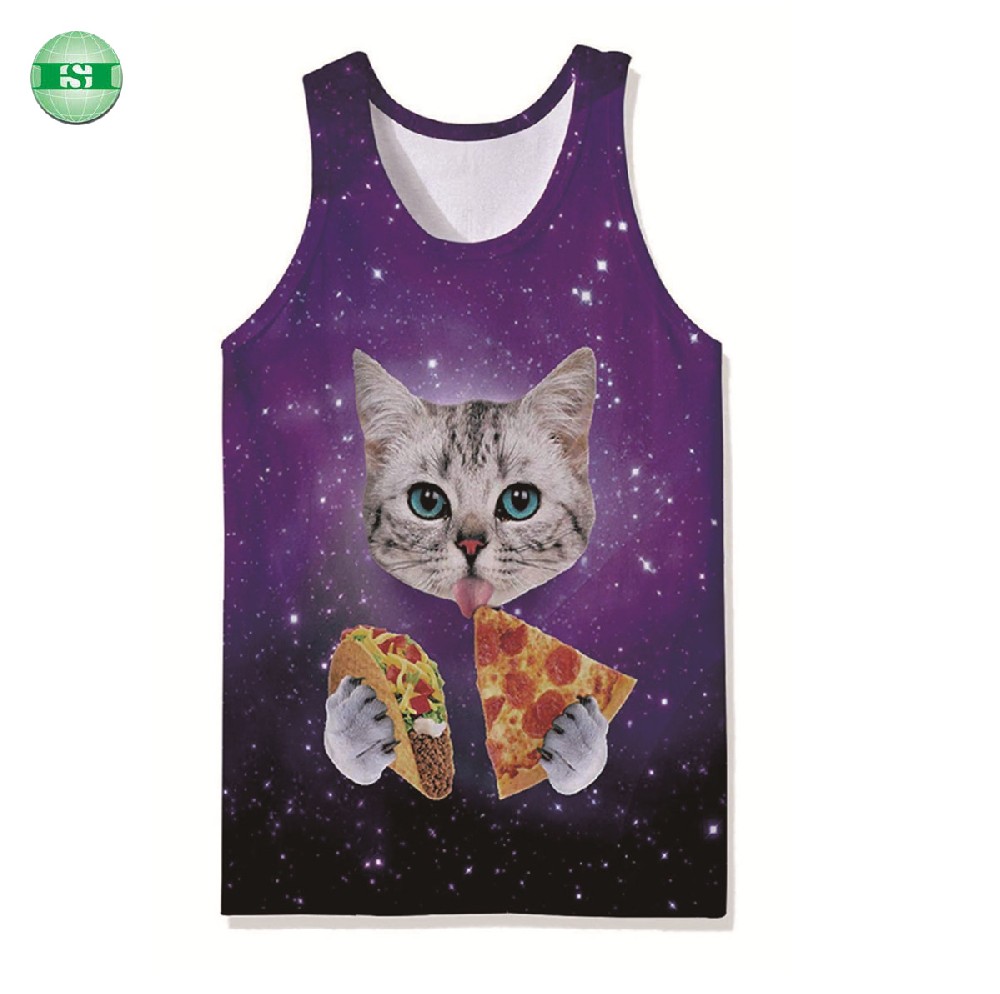 Space cat print tank top unisex full customization