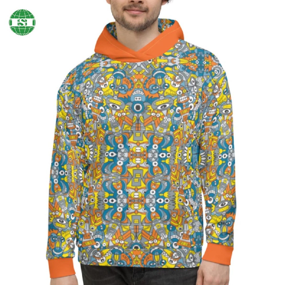 Cartoon print polyester pull over hoodies full customization