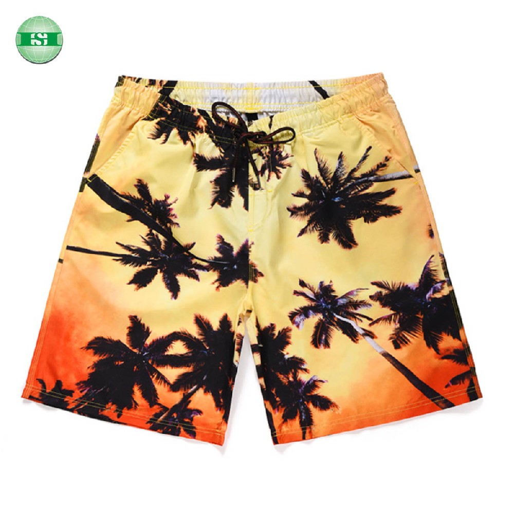 Coconut palm print board shorts full customization