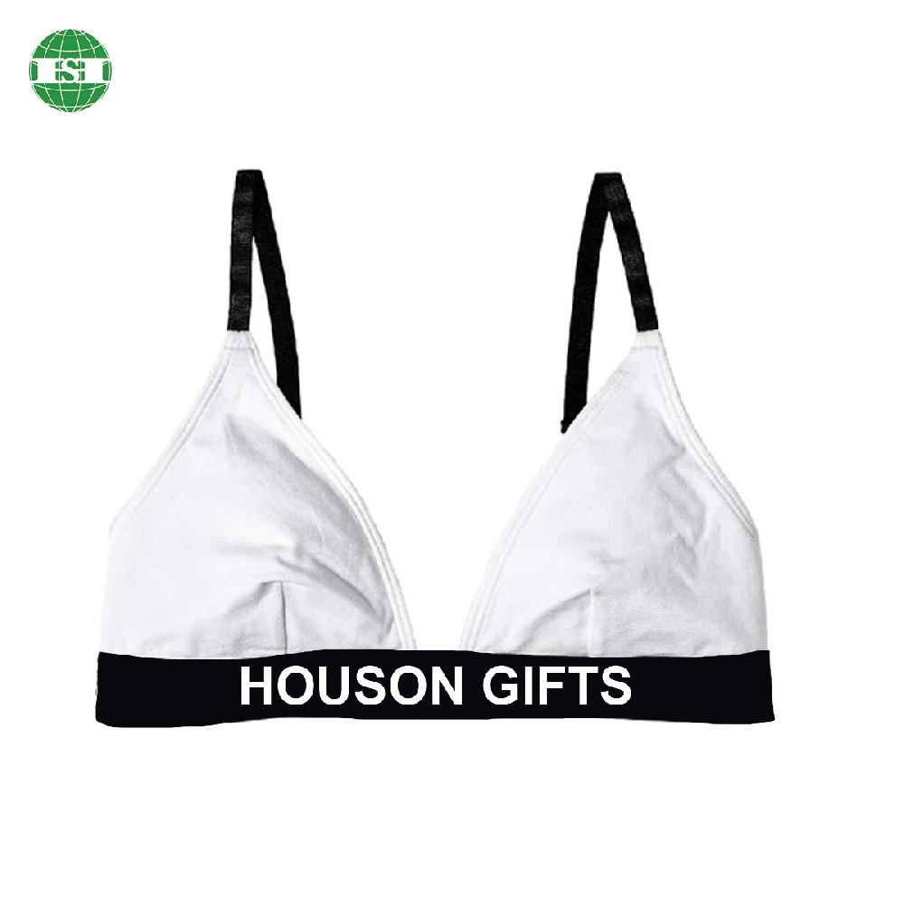 Custom made logo white triangle bra