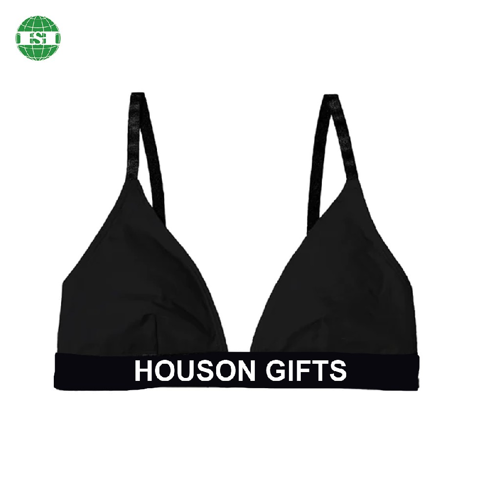 Custom lettering black bamboo triangle bra