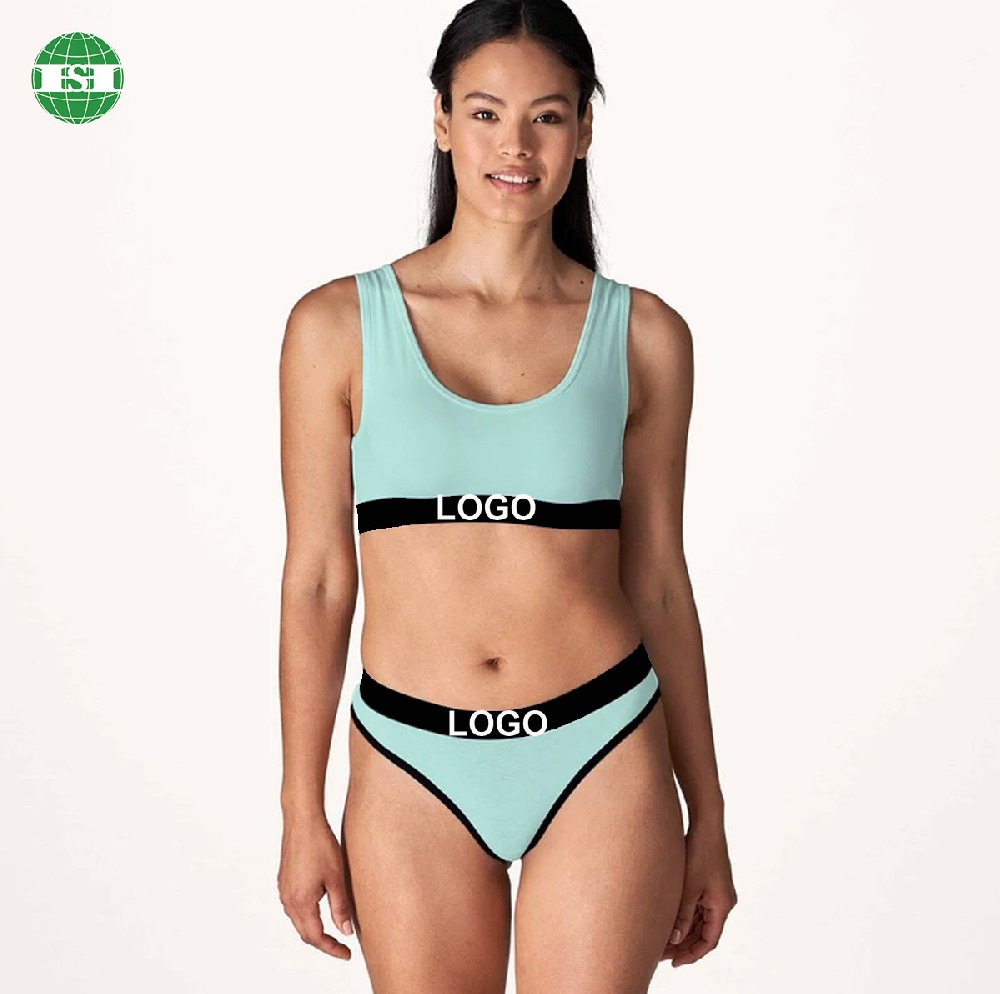 Custom letters blue yoga bra 95%bamboo 5%spandex