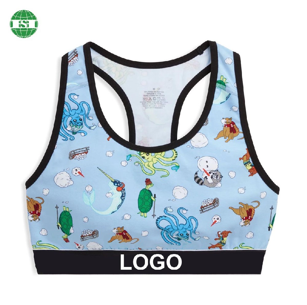 Ocean fish design print sport bra 95%polyester 5%spandex