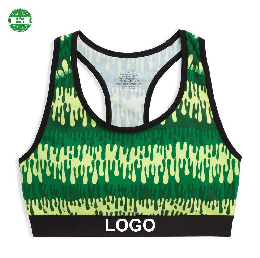 Custom logo sport bra sublimation all over print design