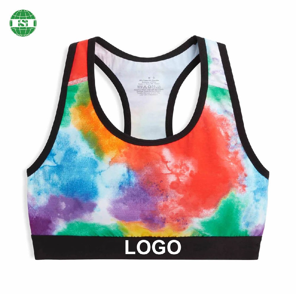 Tie-dye design print sport bra custom made logo bralette