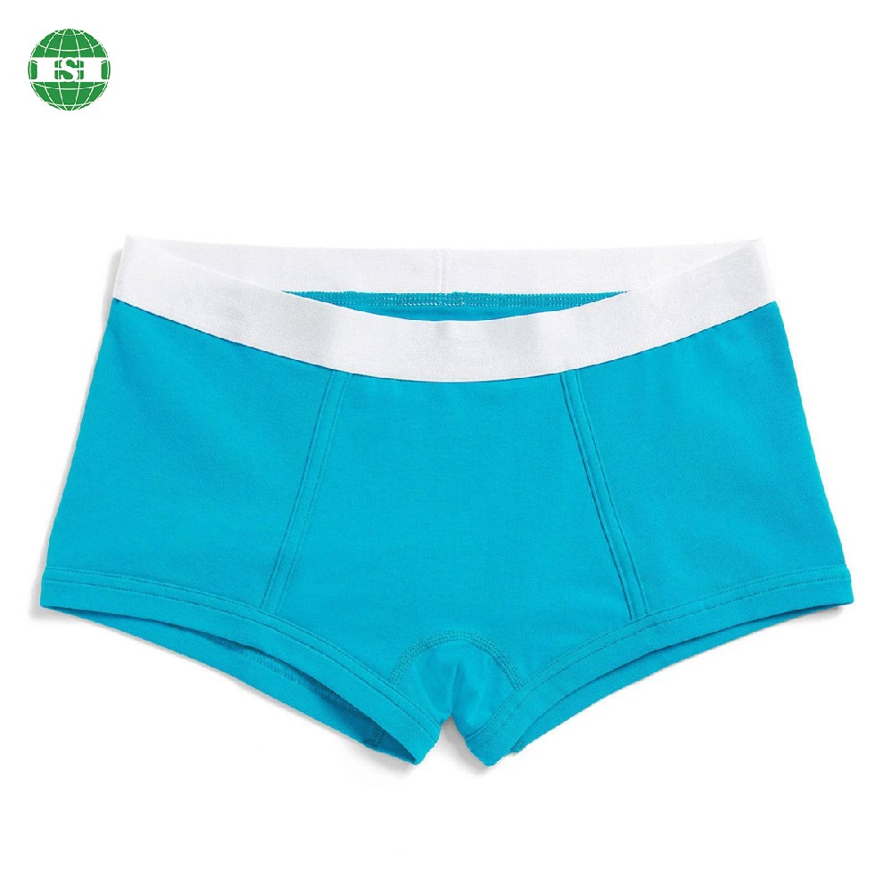 Light blue cotton boy shorts for female custom logo