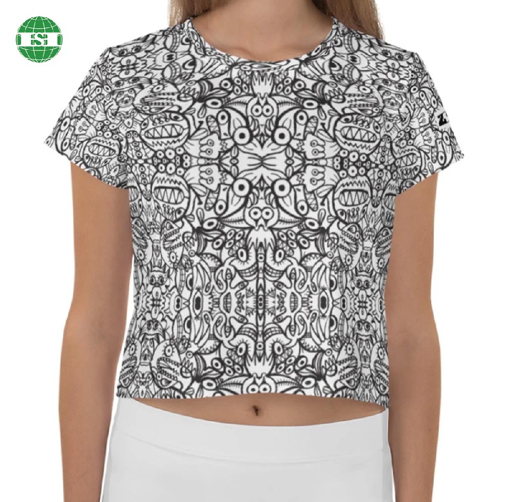 Graffiti print T-shirts for female 95%polyester 5%spandex