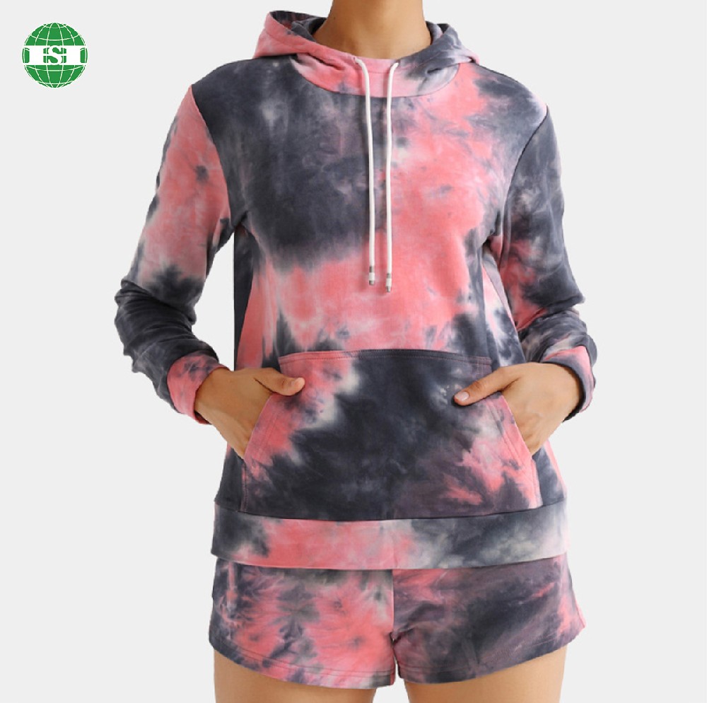 Custom design print women's pull over hoodies support customization