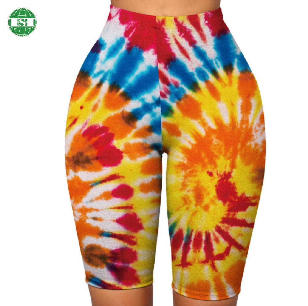 Tie-dye design print fitness leggings mid-leg full customization