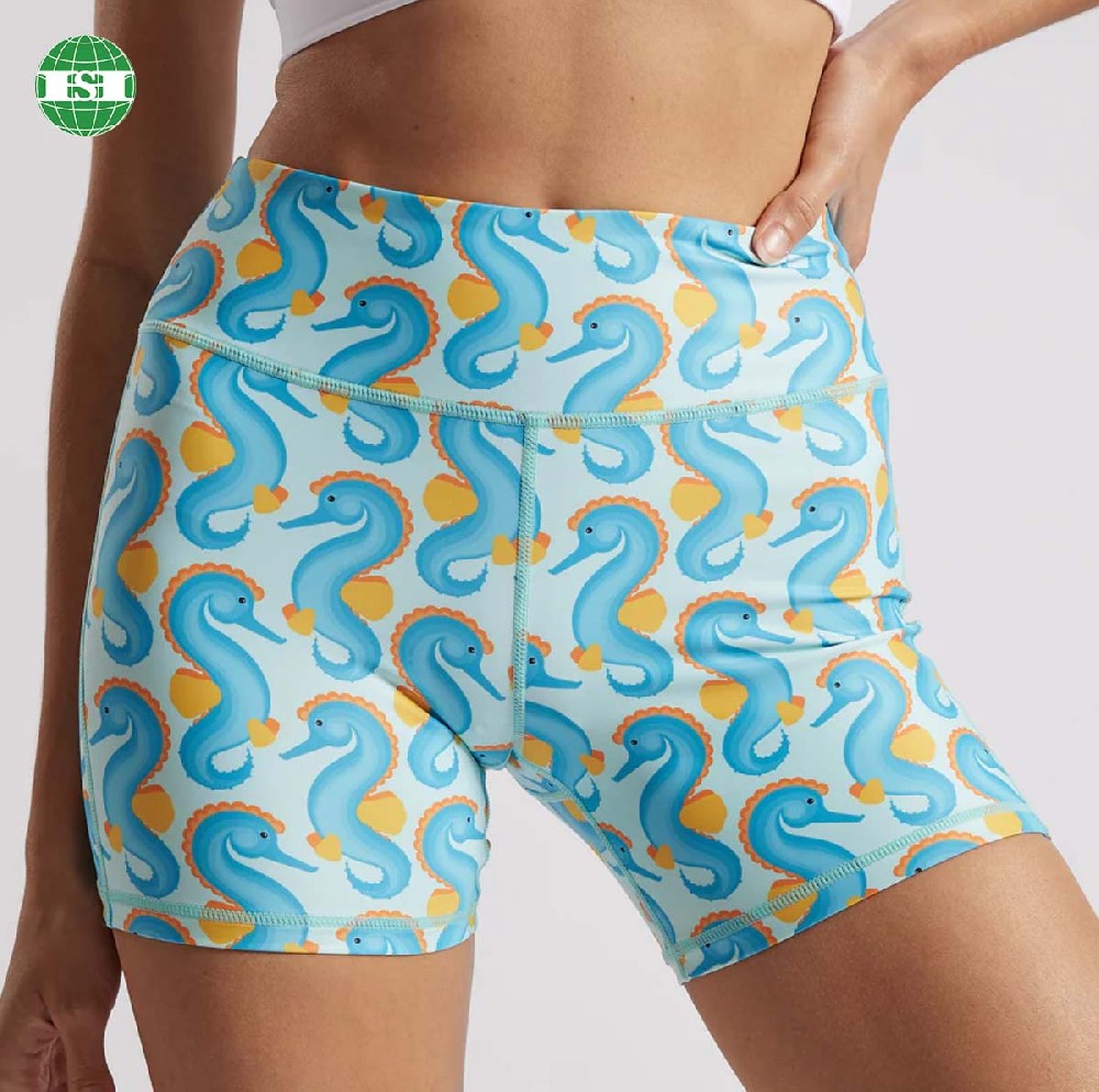 Sea horse print short leggings for women full customization