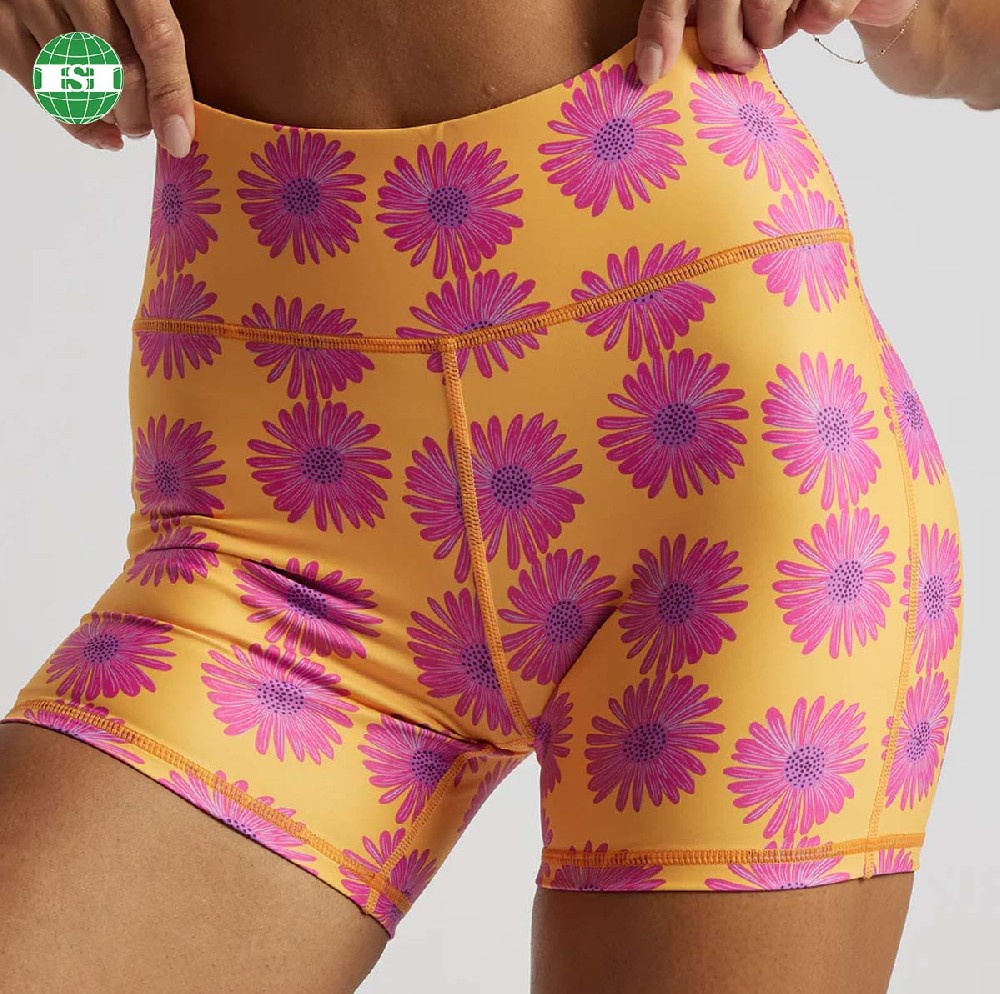 Flower print short leggings 90% polyester 10% spandex