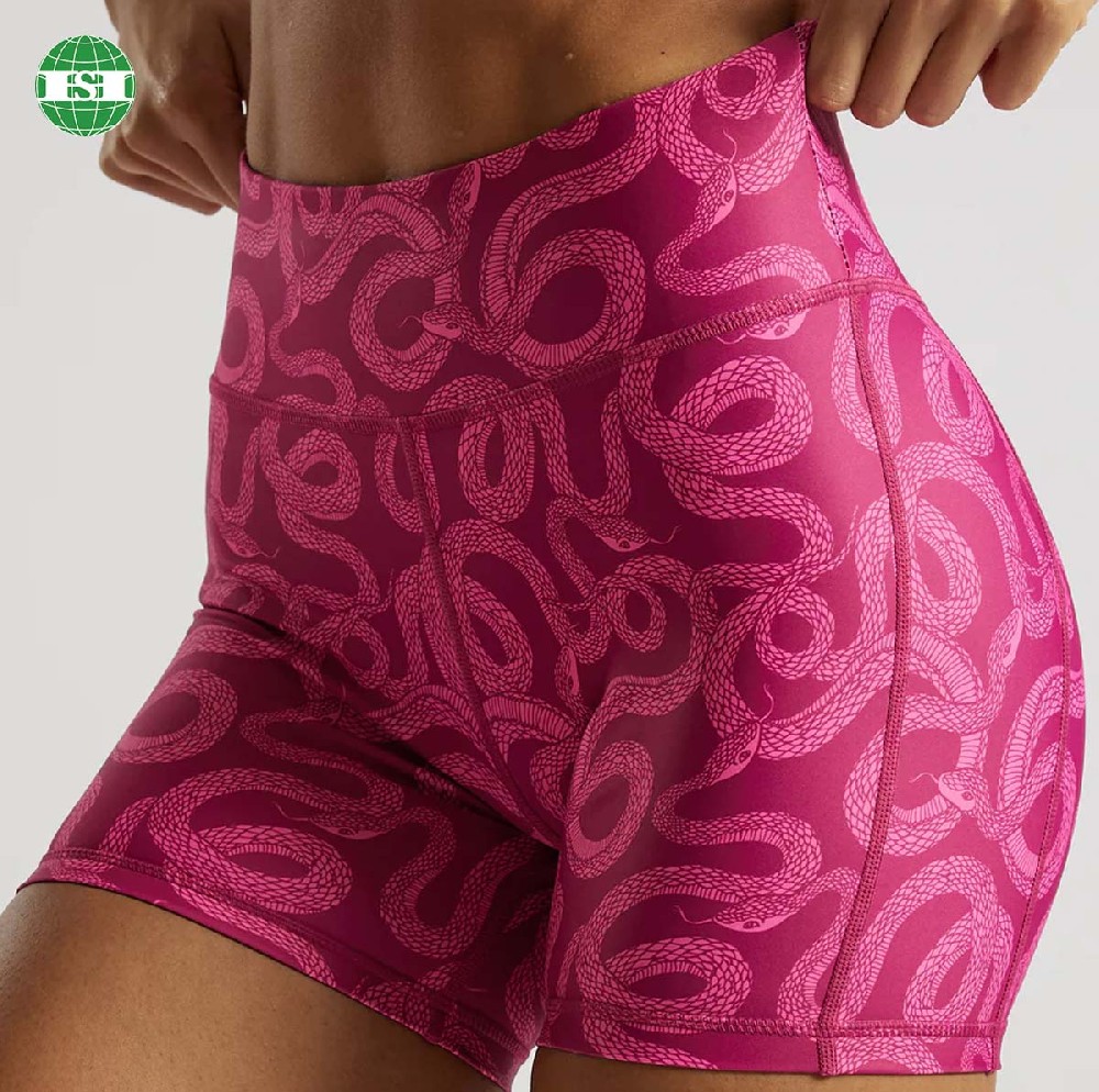 Snake print short gym leggings for women quick dry and breathable