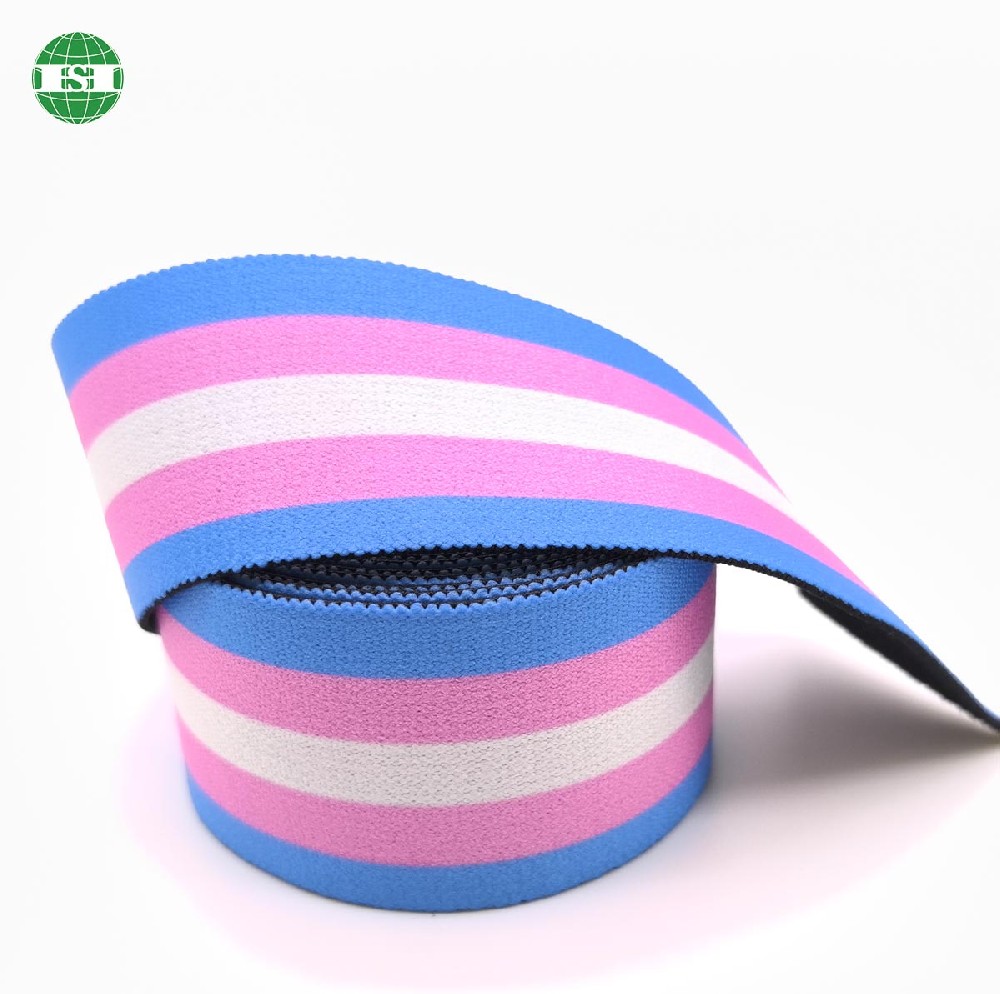LGBTQ Transgender Pride Flag Design Printed Elastic Tape Spandex Band