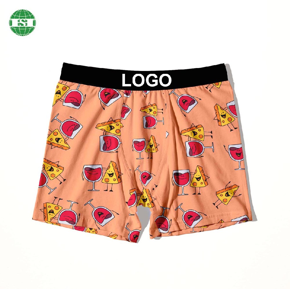 Cheese and Red Wine print men's boxer briefs customized underwear