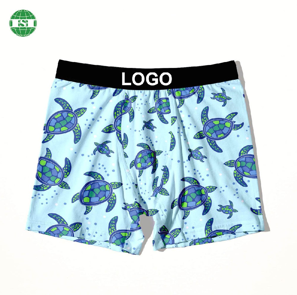 Turtle print men's boxer briefs imitation cotton spandex underwear customization