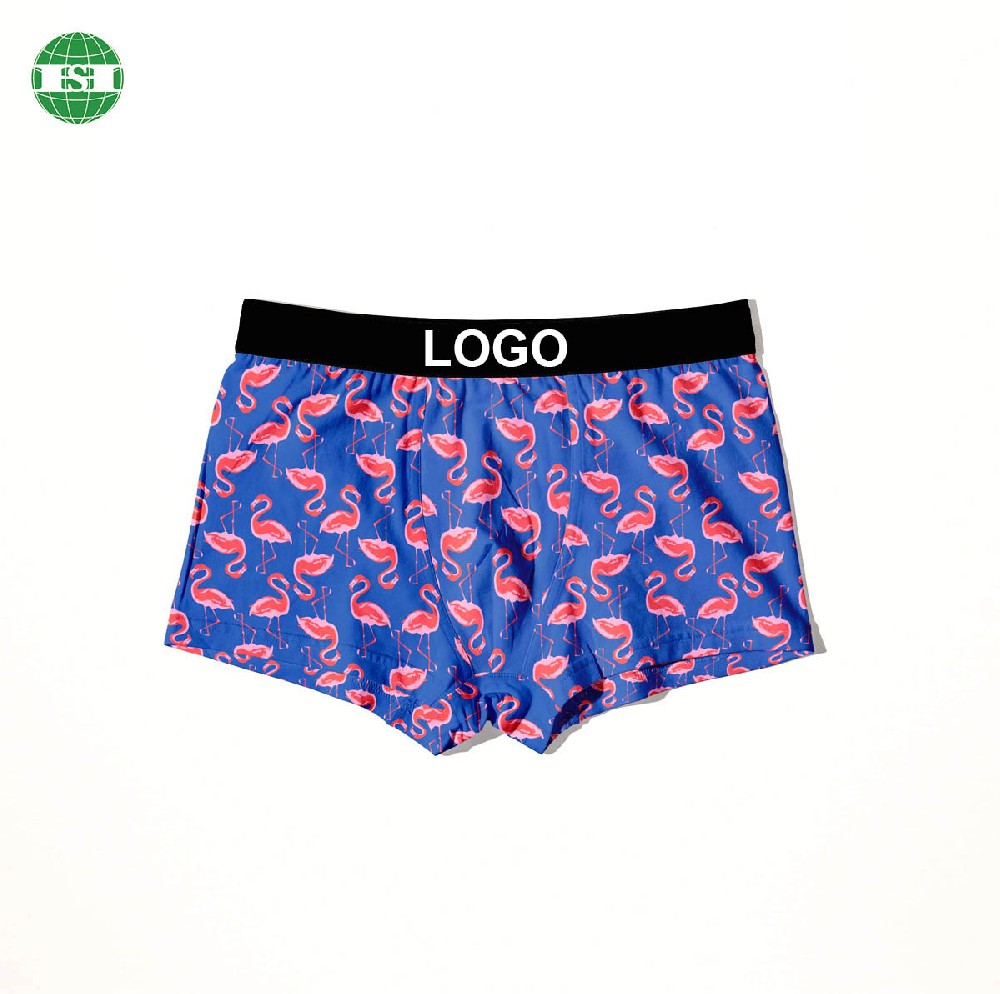 Flamingo print underwear customized logo men's trunks