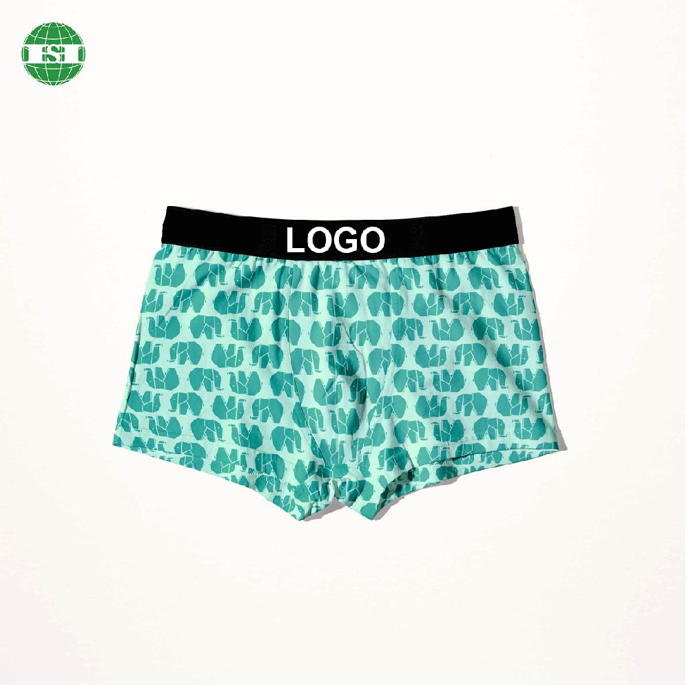 Elephant print underwear customised logo men's trunks