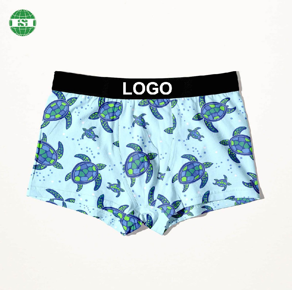 Turtle print underwear custom logo men's trunks