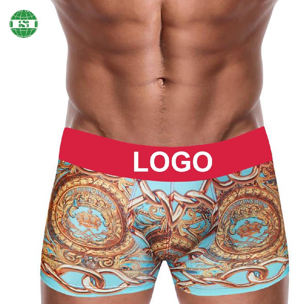 Custom lettering waistband patterned men's trunks underwear