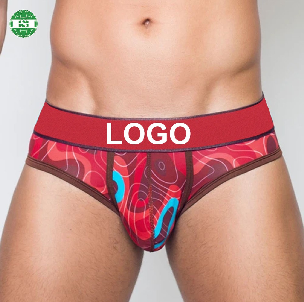 Red patterned men's briefs underwear customised with your own graphic