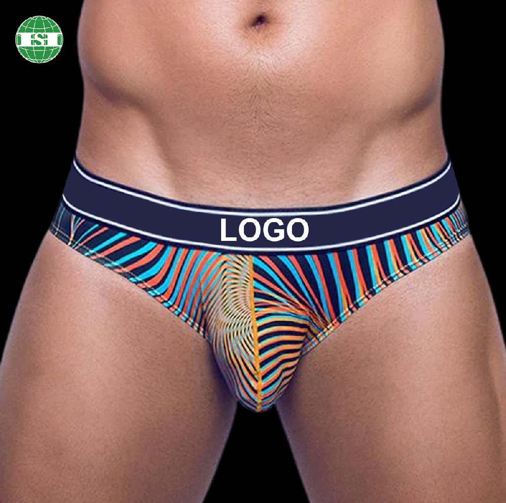 Stripes print men's briefs underwear customised with your own brand name