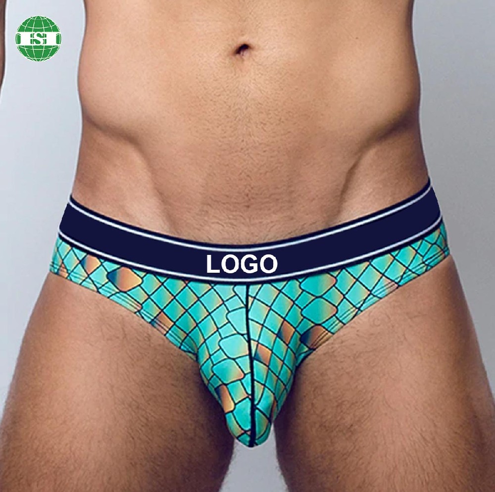 Gridding print men's briefs underwear polyester spandex customized with your own design