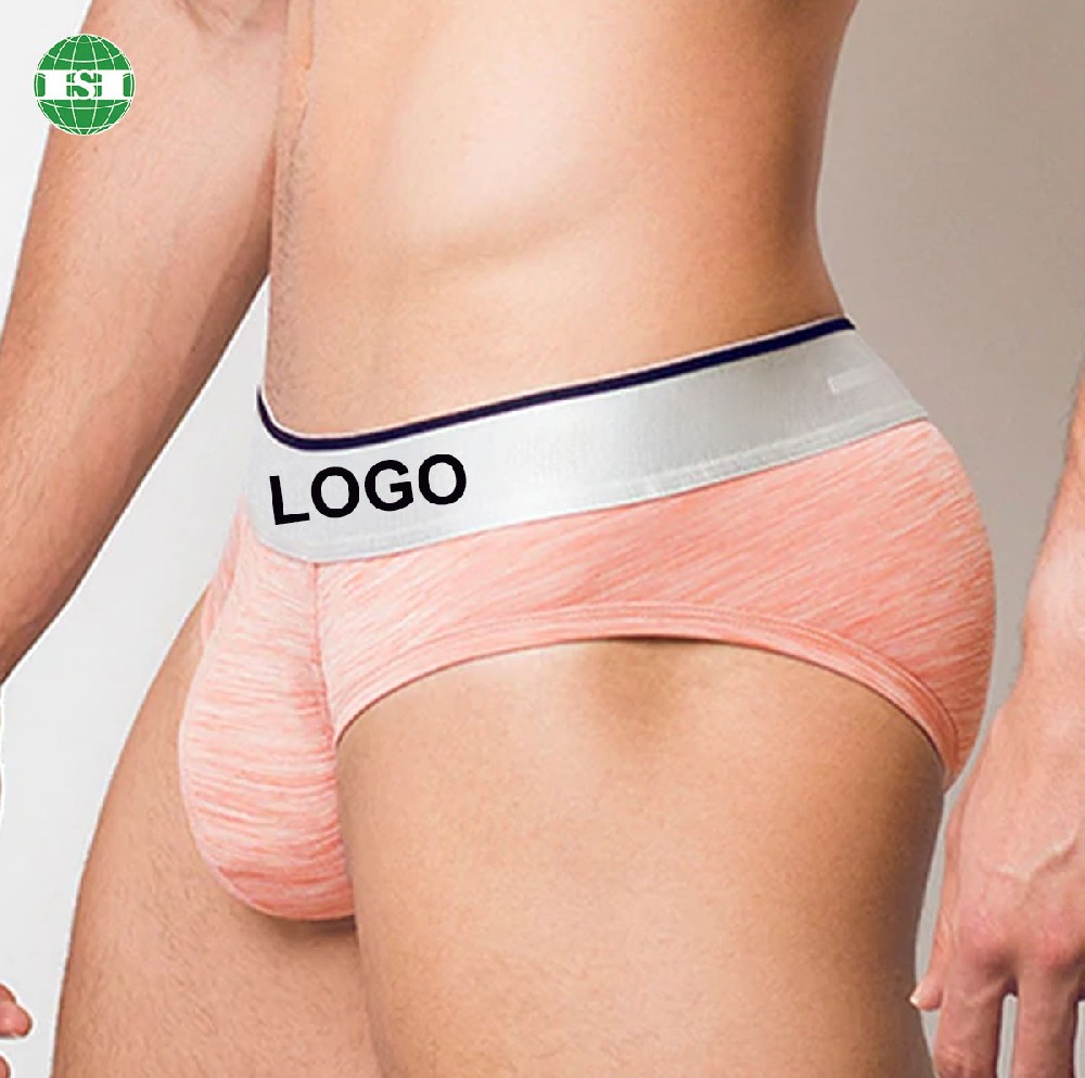 Pink men's sexy briefs underwear 95% cotton 5% spandex customized logo