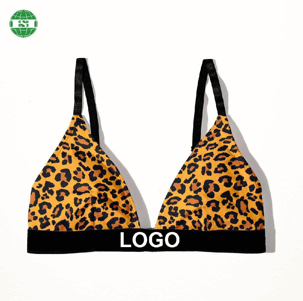 Leopard print triangle bra for women fully customized with your own tech pack