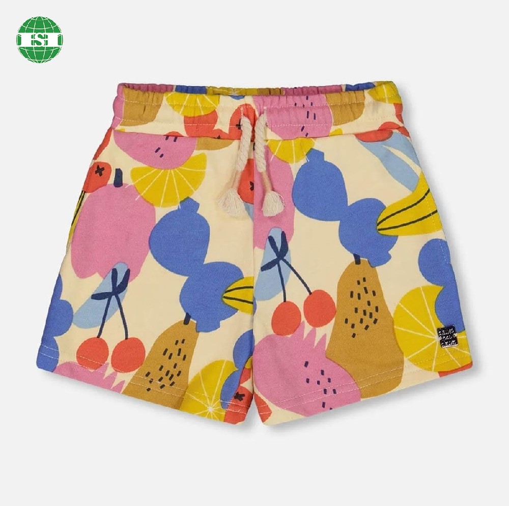 Girl's graphic shorts with drawstring support customization