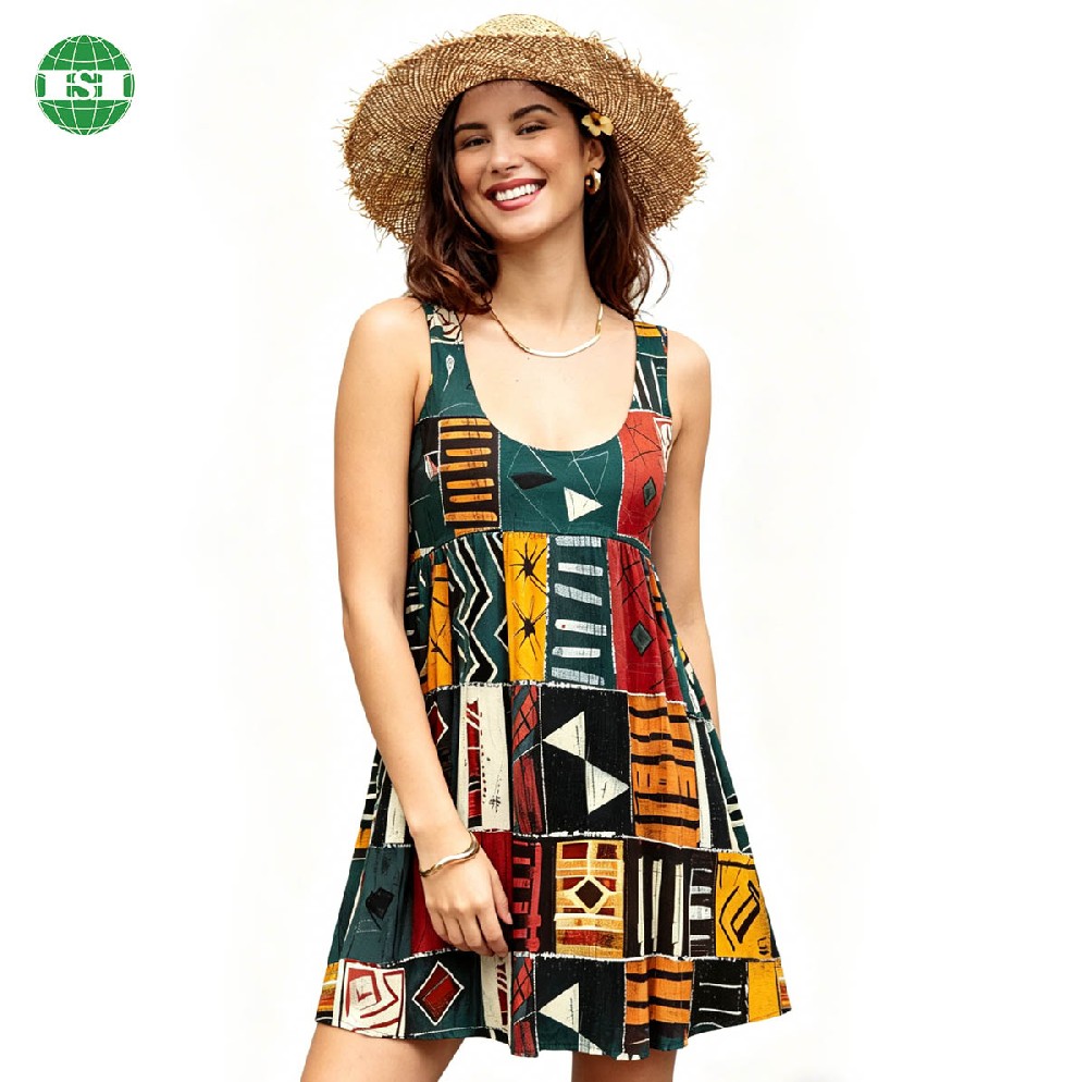 Backless tank dress low cut U neck A shape skirt with side pockets support customization